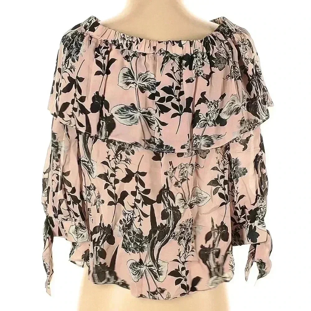 Parker Mandy Blouse Off the Shoulder SILK Blouse Pearl Paradise Women’s Size XS